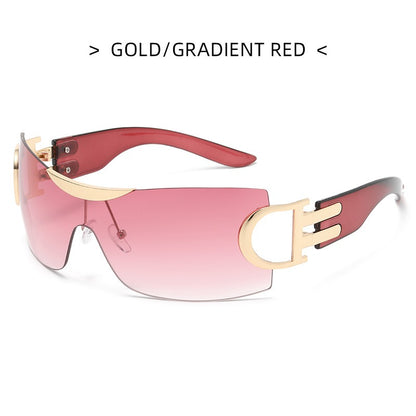 New Luxury Sunglasses High Level One Piece Frameless Women's Sunglasses Fashion Large Frame Sunglasses