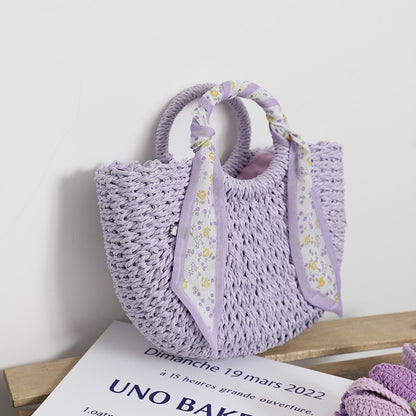 Accessories - Purple Straw handbag