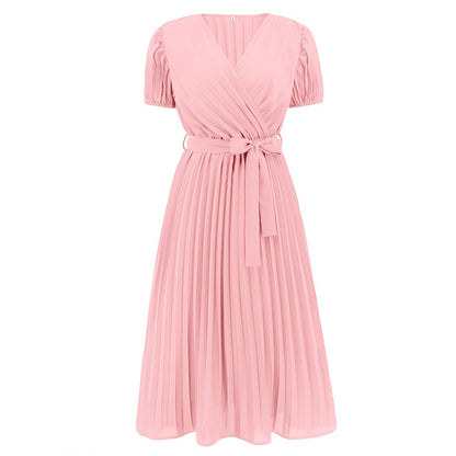 Summer dresses - Martina V-neck pleated skirt