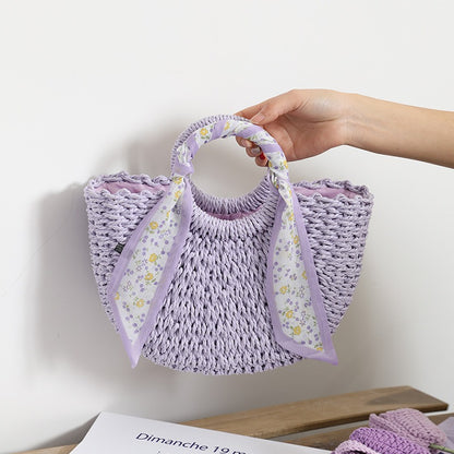 Accessories - Purple Straw handbag