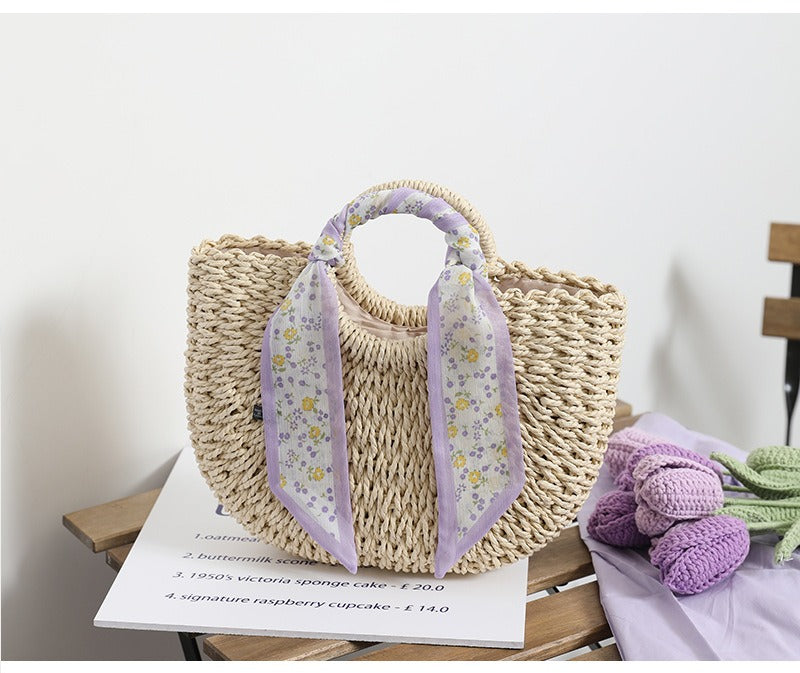 Accessories - Purple Straw handbag