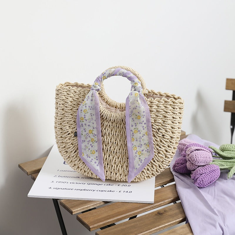 Accessories - Purple Straw handbag